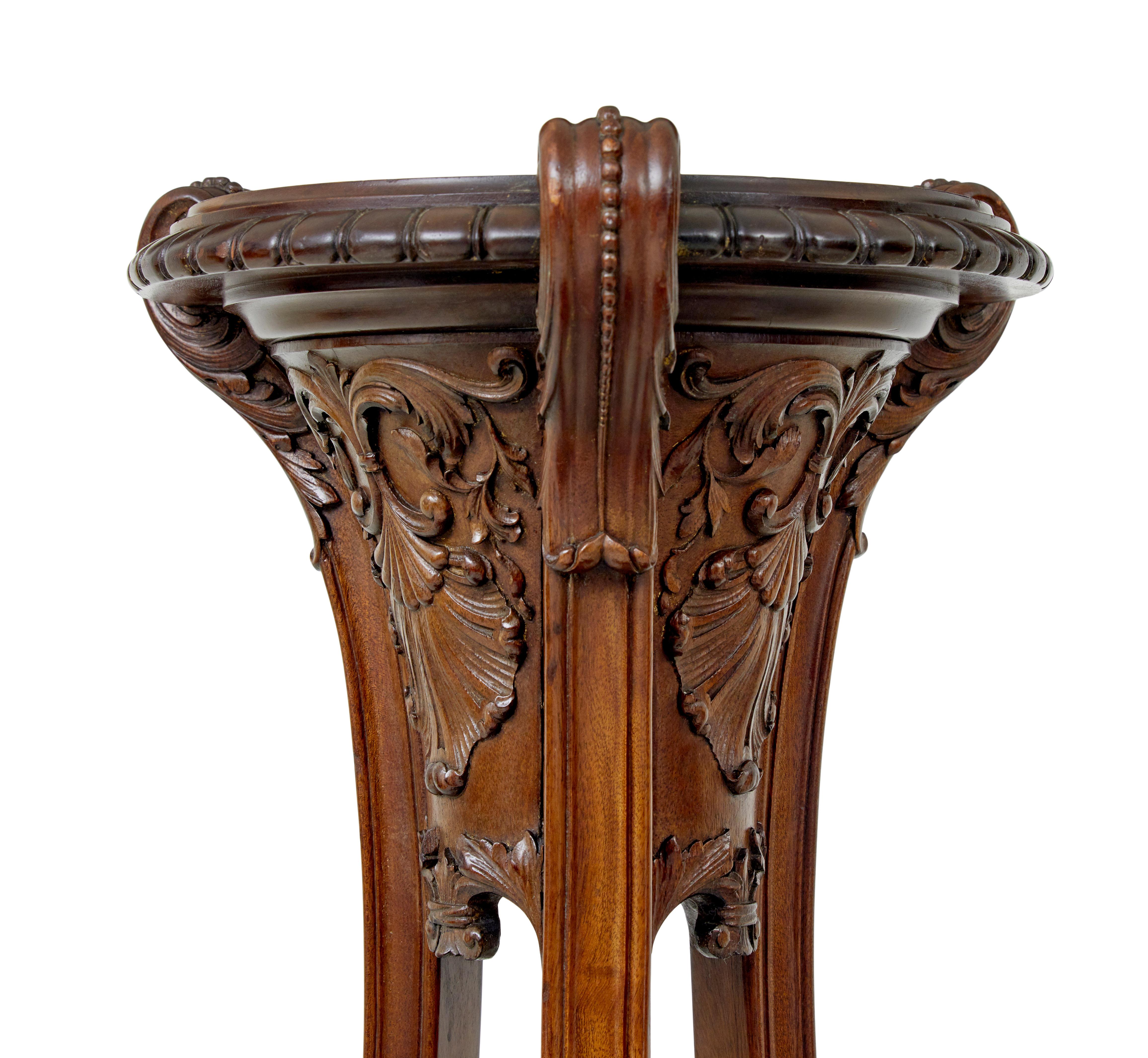 Scottish Fine pair of 19th century carved mahogany torcheres by Morison & Co For Sale