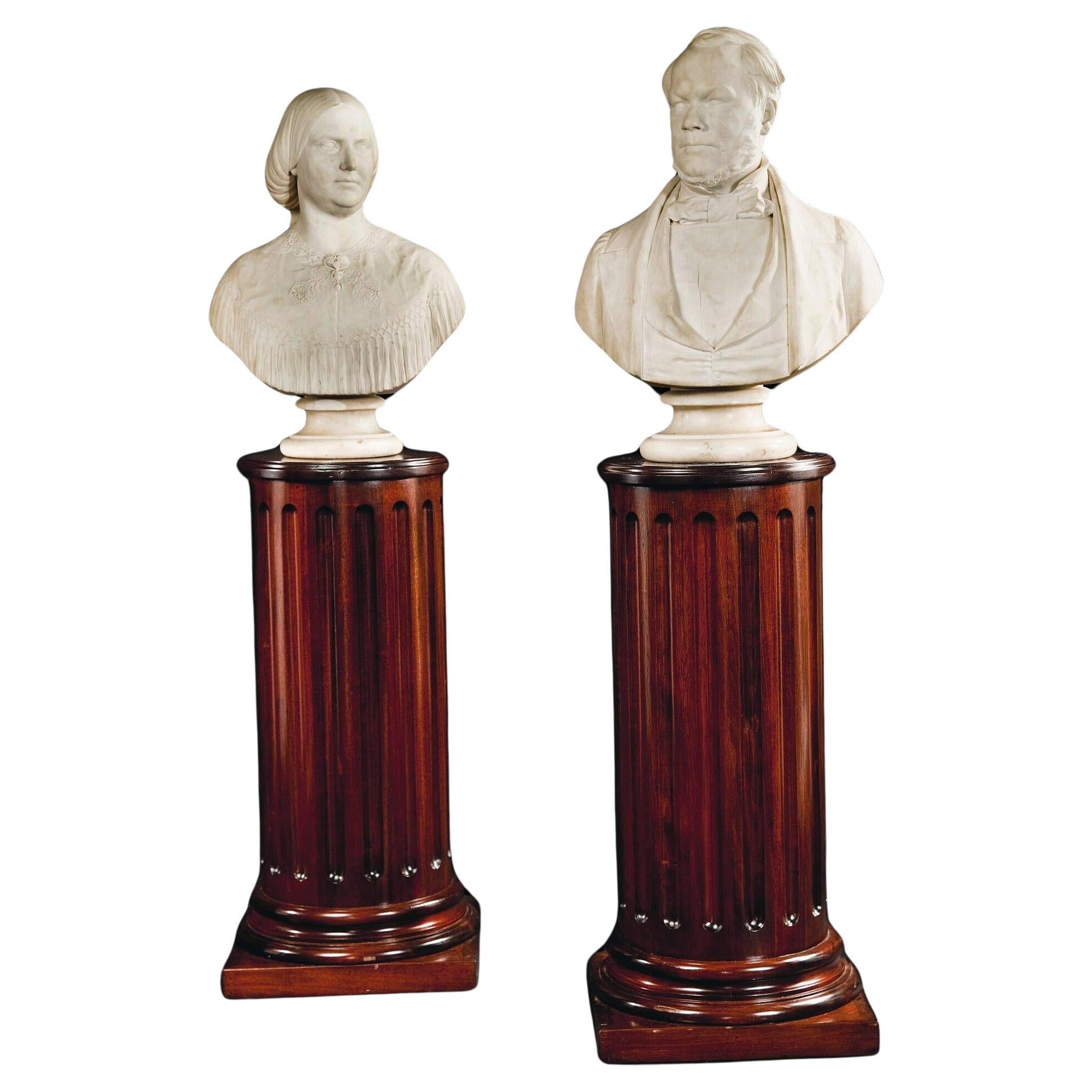 Fine Pair of 19th Century English Carrara Marble Busts - John Denton Crittenden For Sale