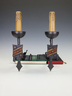 Fine Pair of 19th Century French Architectural Cast Iron Twin-Arm Wall Lights, c