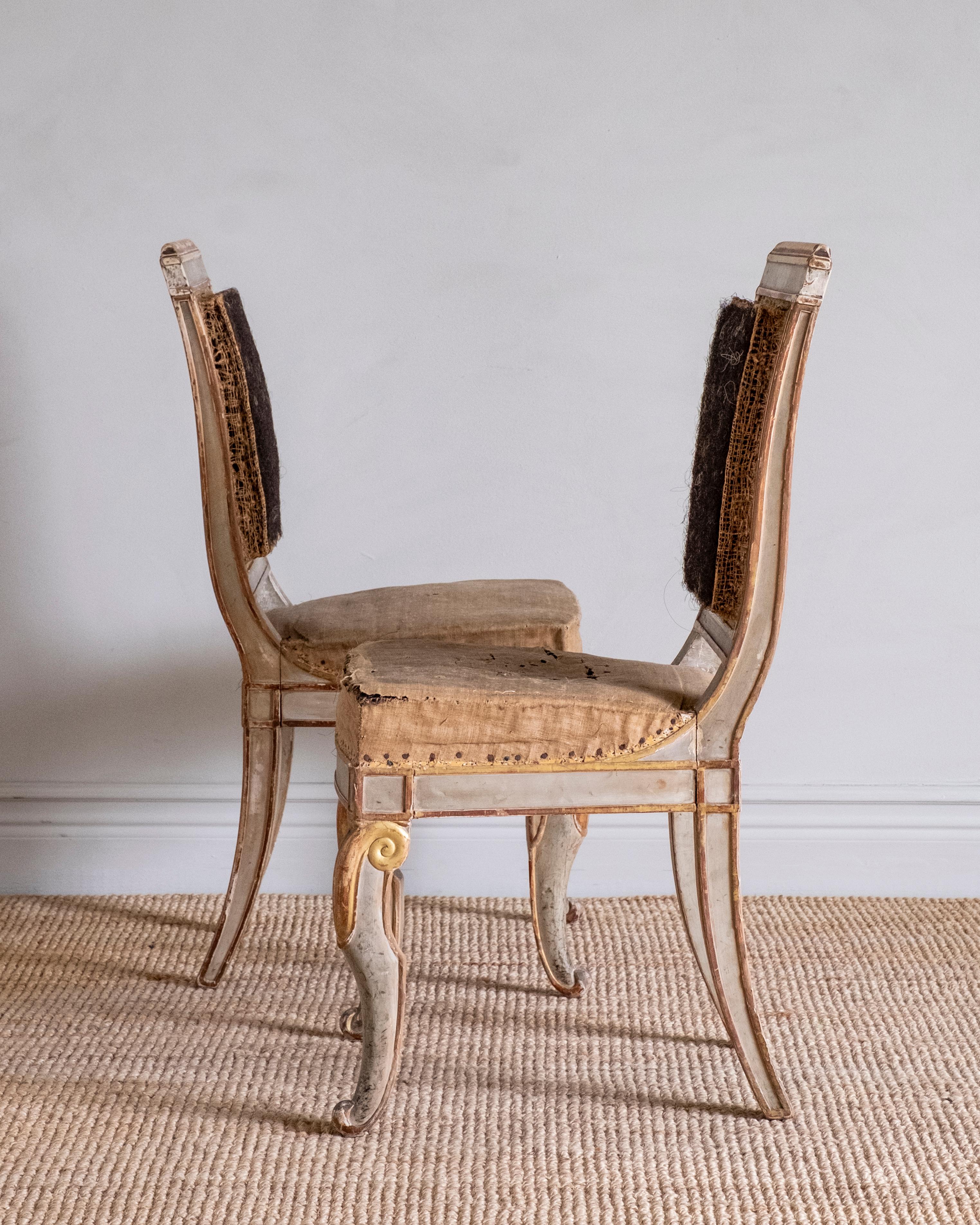 Wood Fine Pair of 19th Century French Empire Side Chairs