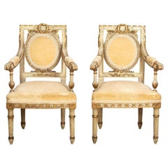 Fine Pair of 19th Century French Gilded and Painted Childrens Salon Chairs