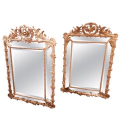 Fine Pair of 19th Century French Louis XV Gilt Carved Mirrors