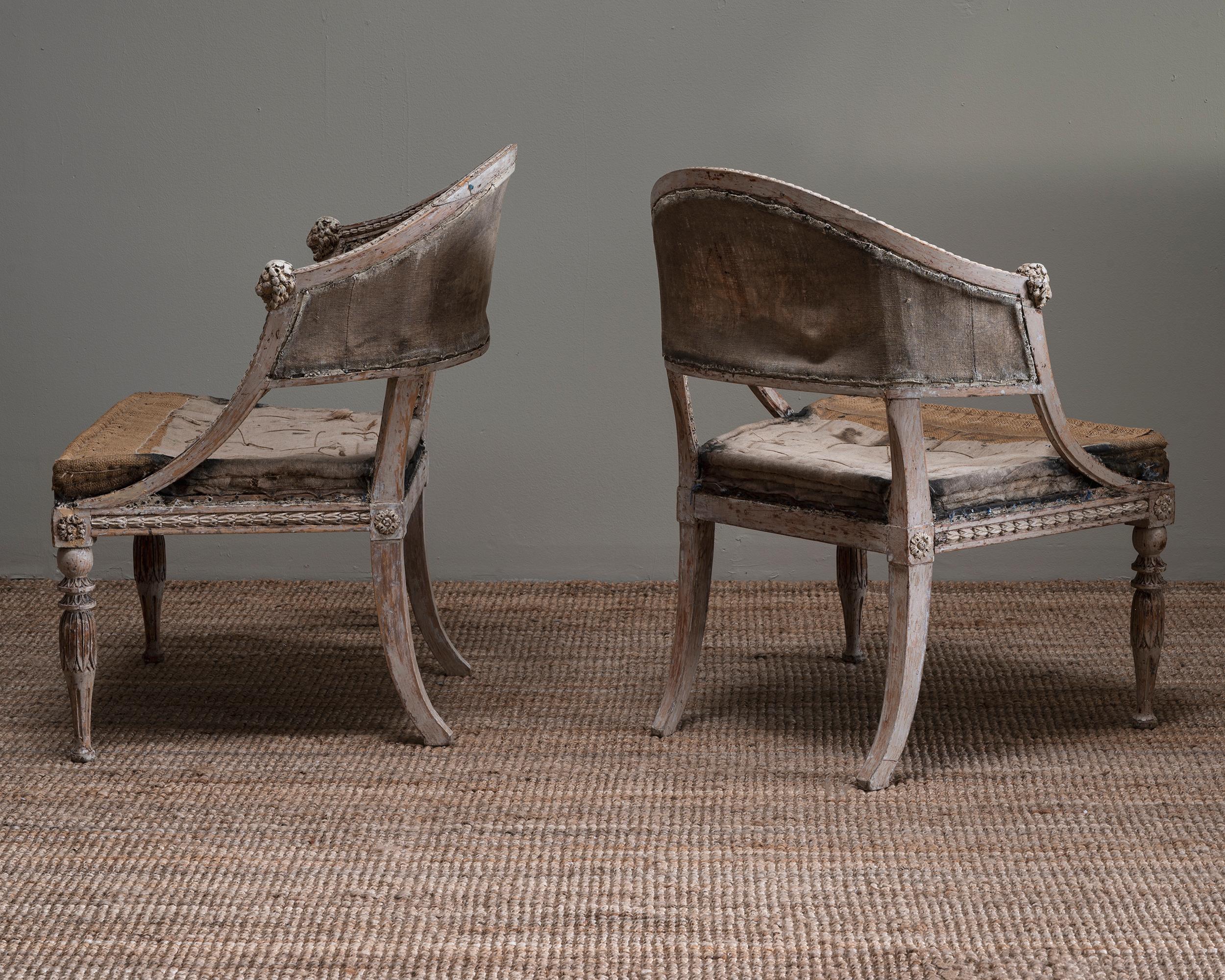 Fine Pair of 19th Century Gustavian Barrel Back Armchairs 1