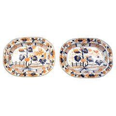 Fine Pair of 19th Century Imari Pattern Ironstone Platters, England Circa 1860