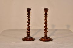 Fine Pair of 19th Century of Barley Twist Candlesticks