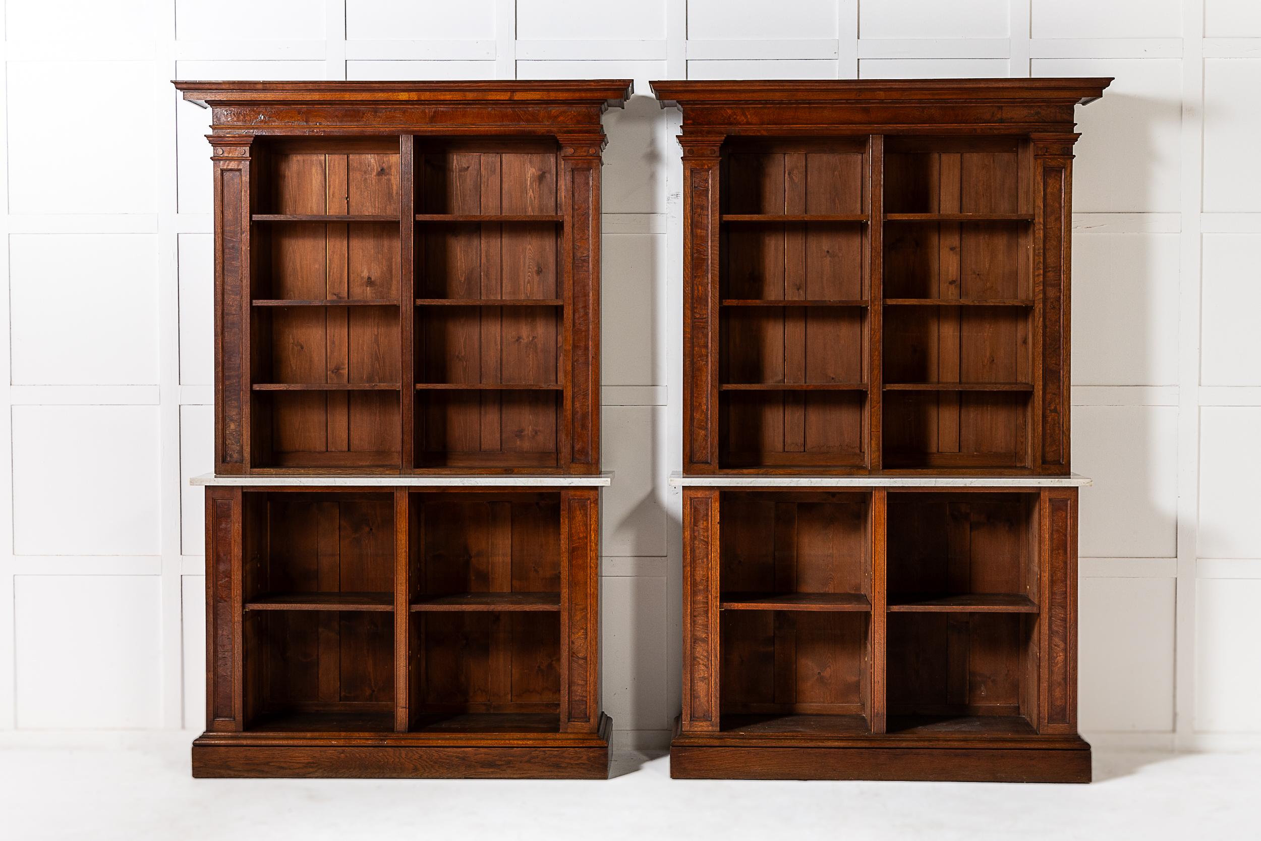 A Pair of Exceptionally Fine Pollard Oak and Oak Display Cabinets or Bookcases of Pronounced Architectural Form.

These lovely cabinets bear the hallmarks of architect designed furniture in that they appear to be unique designs produced for a single
