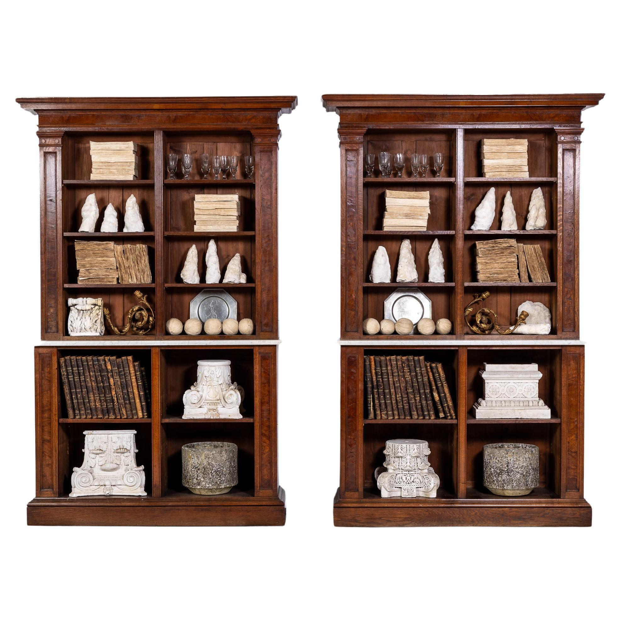 Fine Pair of 19th Century Pollard Oak Open Bookcases For Sale