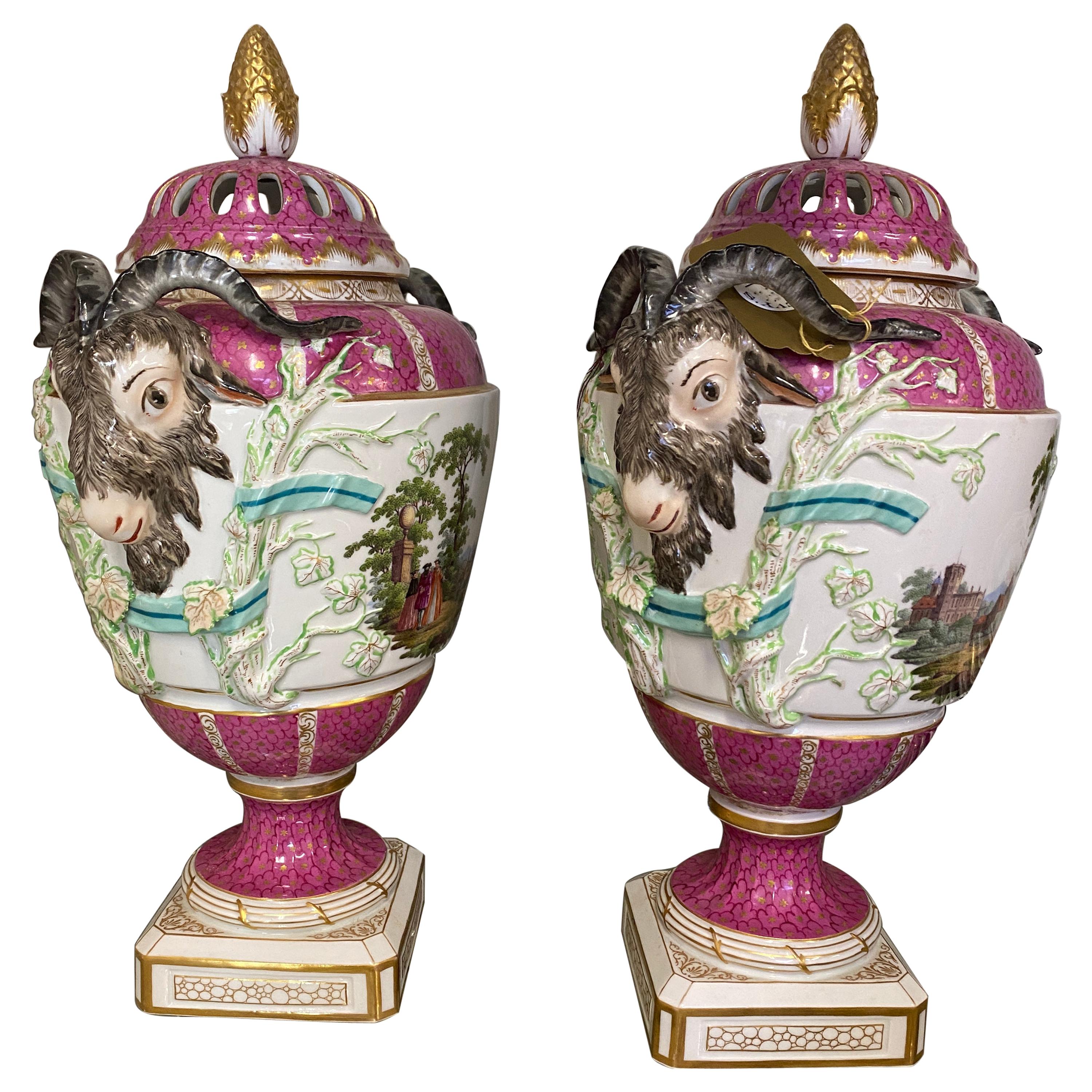 Fine Pair of 19th Century Porcelain Vases, Berlin For Sale