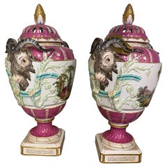 Antique Fine Pair of 19th Century Porcelain Vases, Berlin