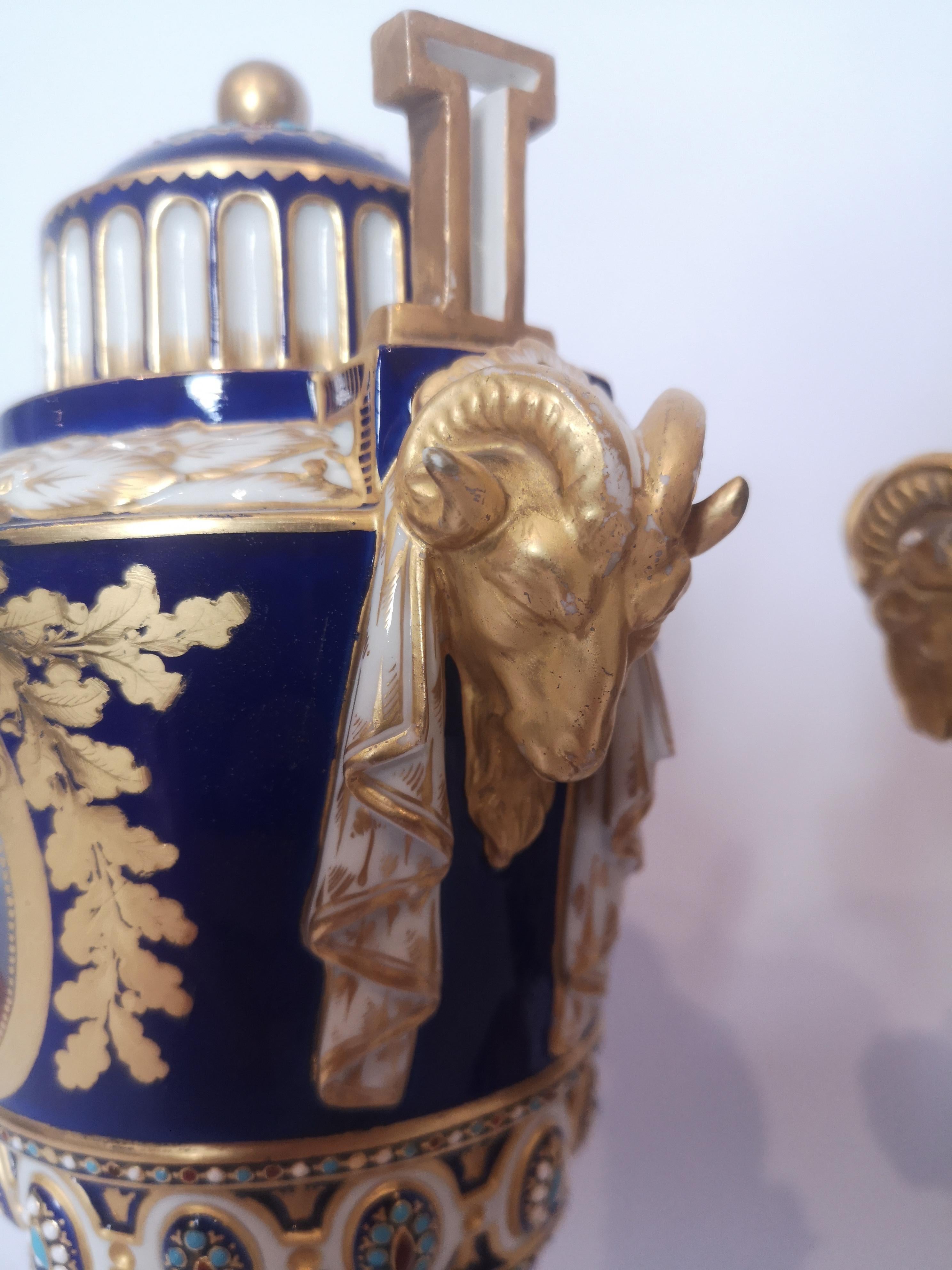 Fine Pair of 19th Century Sevres Vases Marie Antoinette Louis XVI For Sale 5