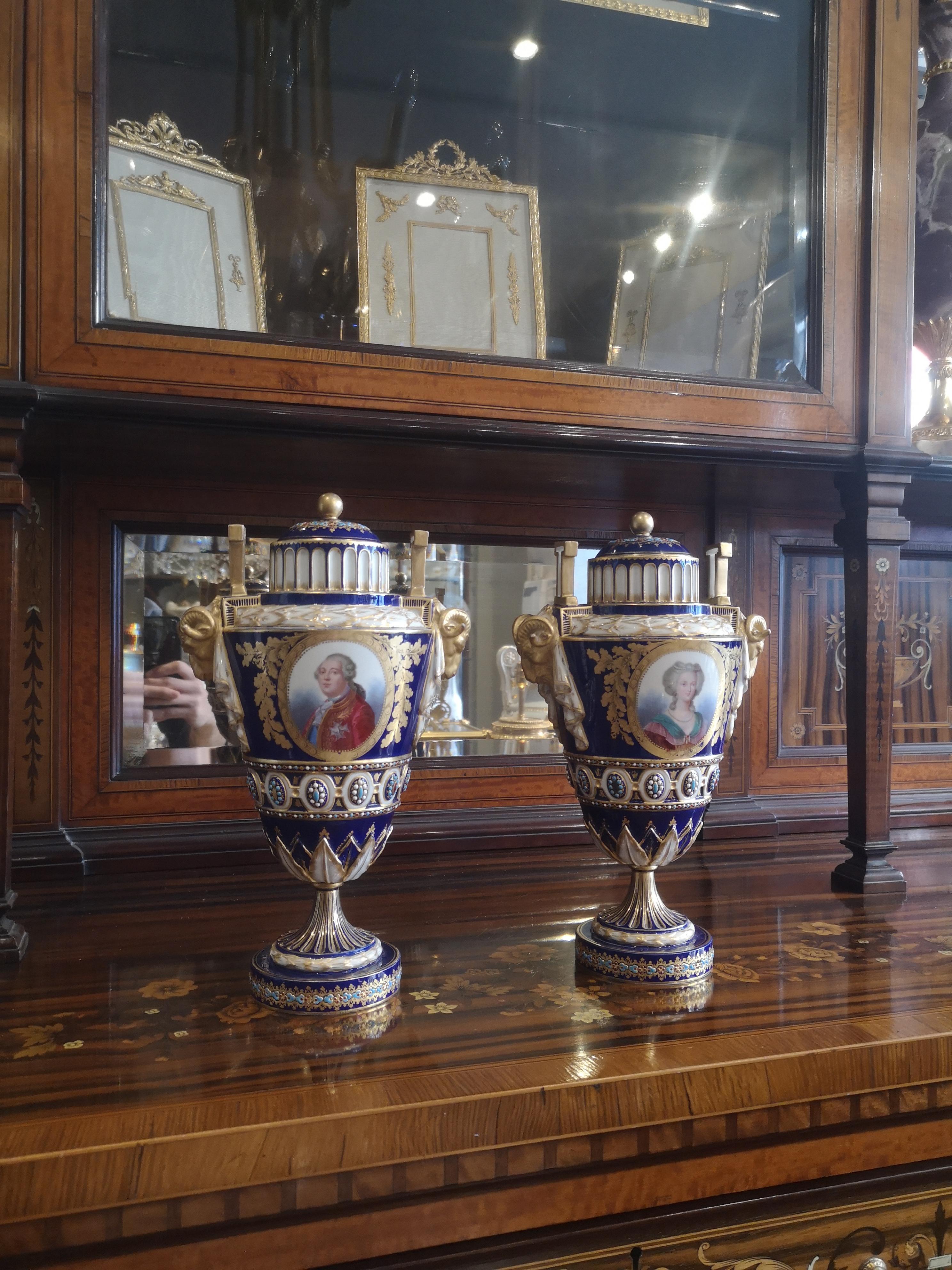 Fine Pair of 19th Century Sevres Vases Marie Antoinette Louis XVI For Sale 7