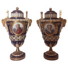 Fine Pair of 19th Century Sevres Vases Marie Antoinette Louis XVI