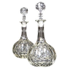 Fine Pair of 19th Century Shaft & Globe Cut Glass Decanters, England Circa 1880