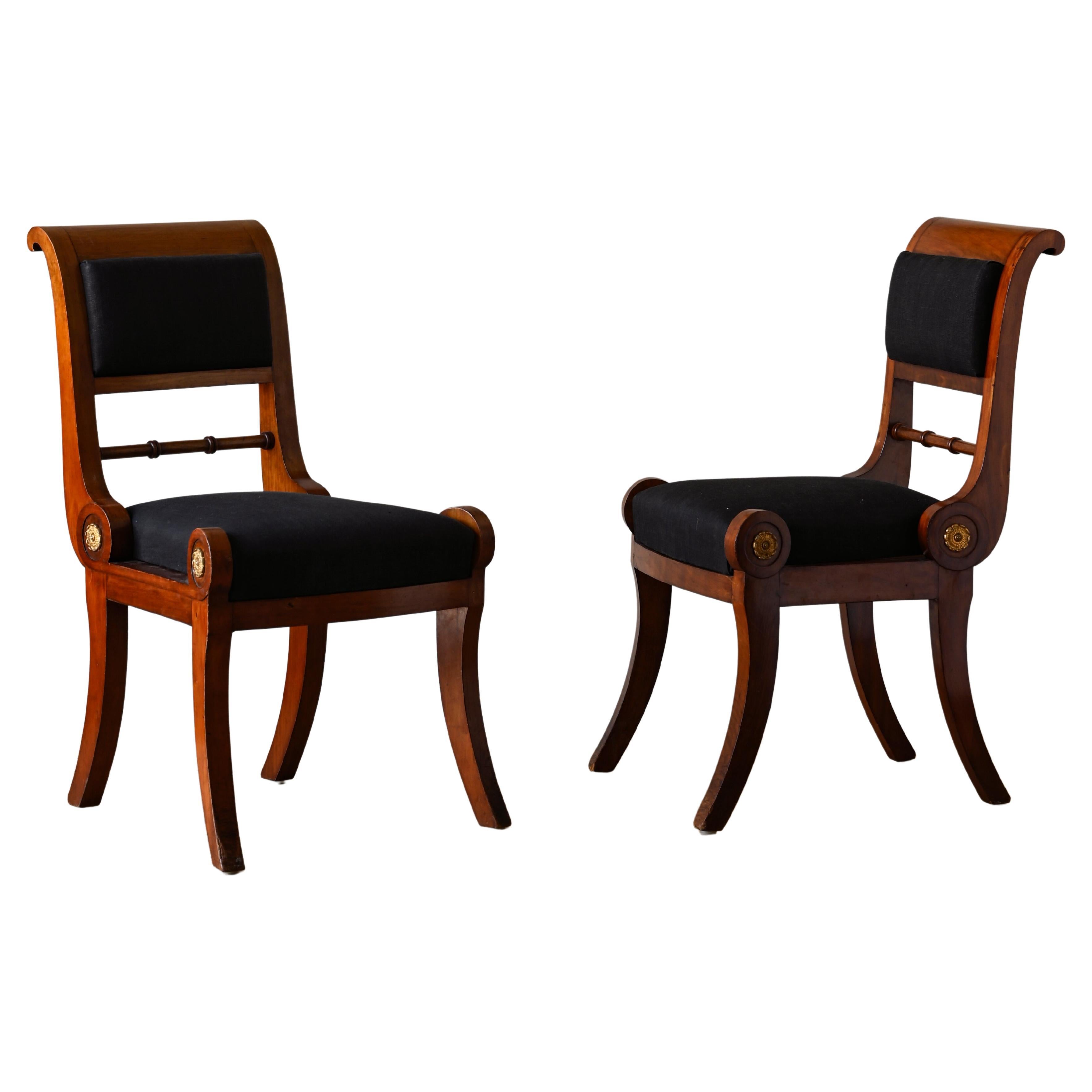 Fine Pair of 19th Century Swedish Empire Chairs For Sale