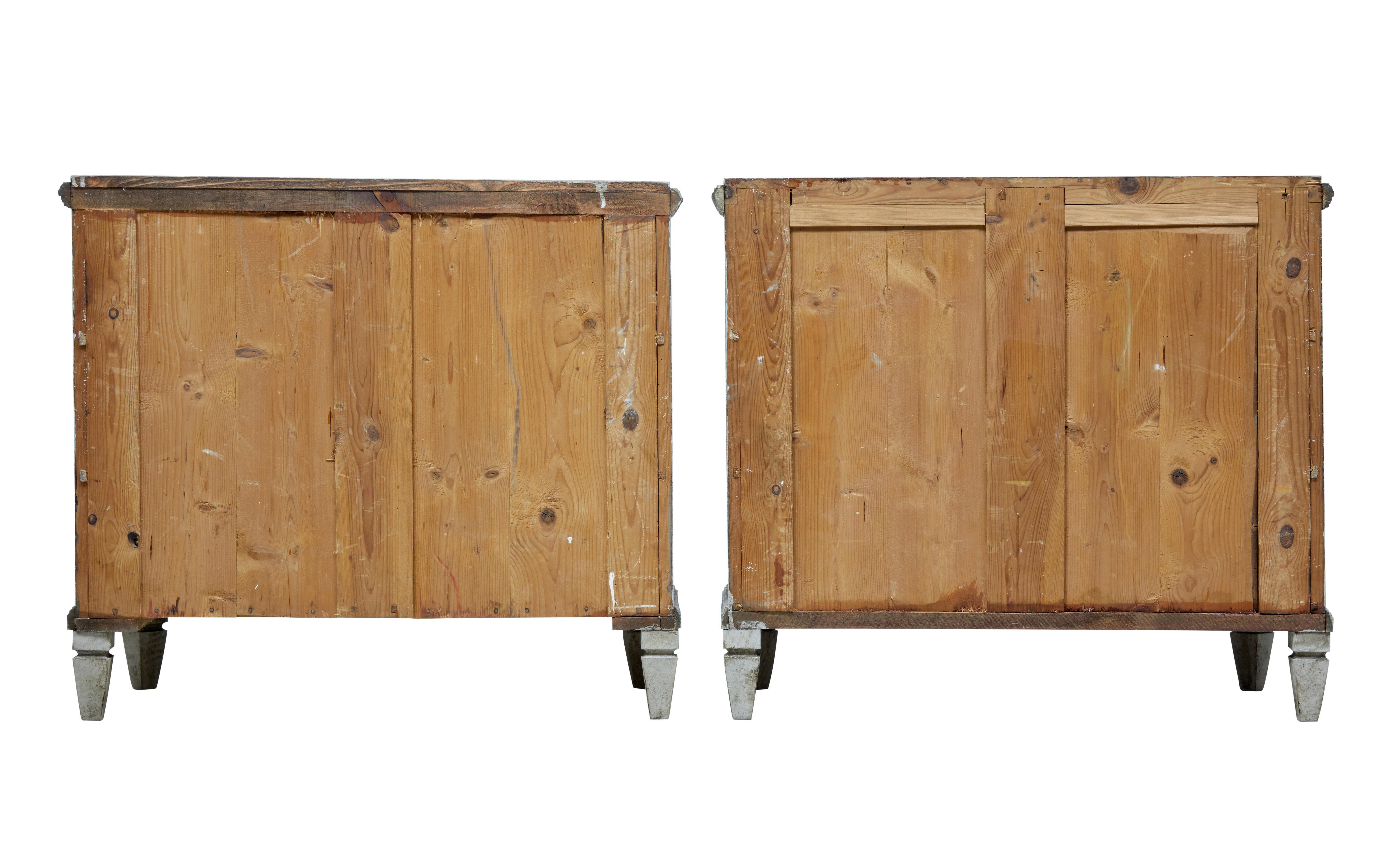Hand-Painted Fine Pair of 19th Century Swedish Painted Commodes
