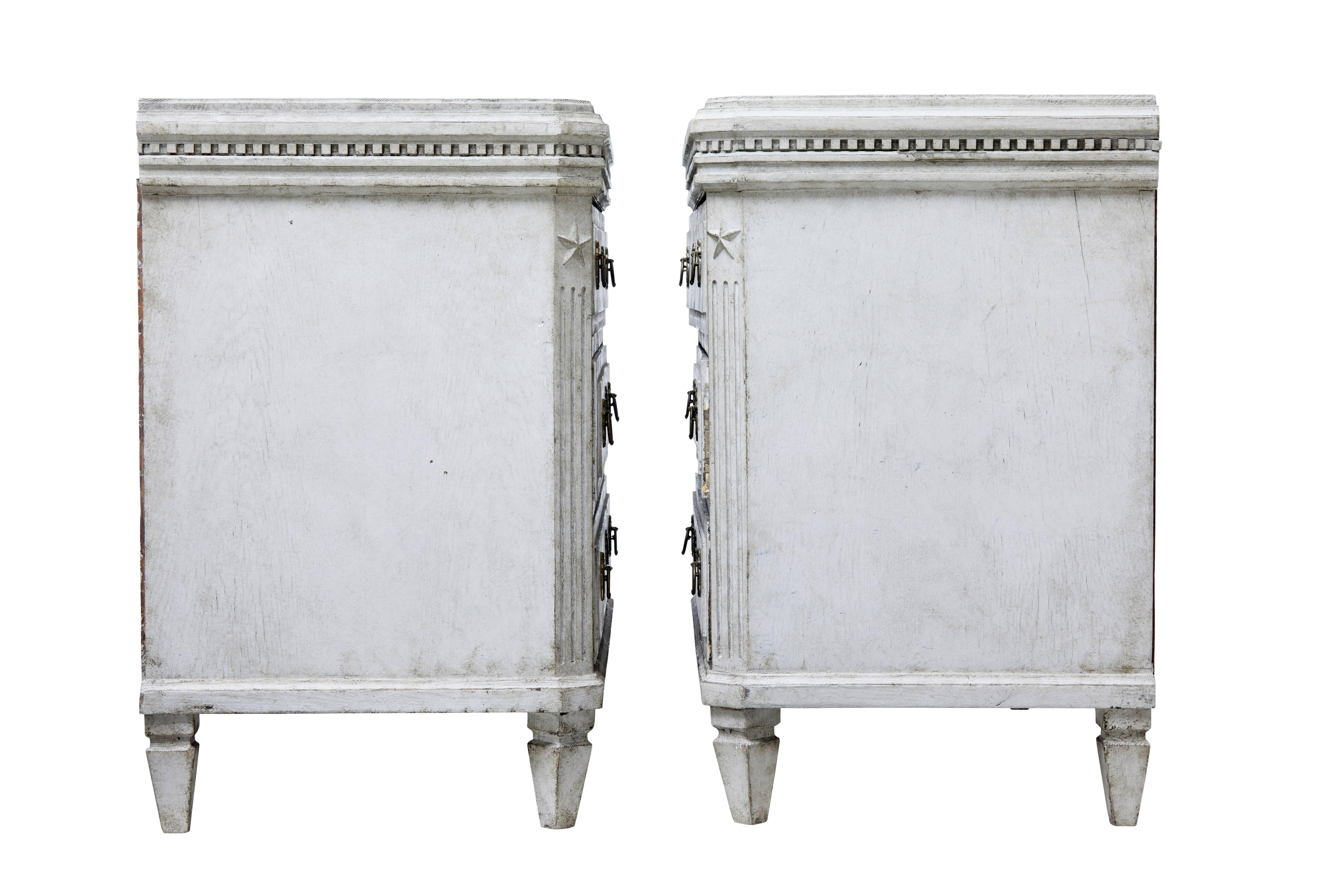 Pine Fine Pair of 19th Century Swedish Painted Commodes