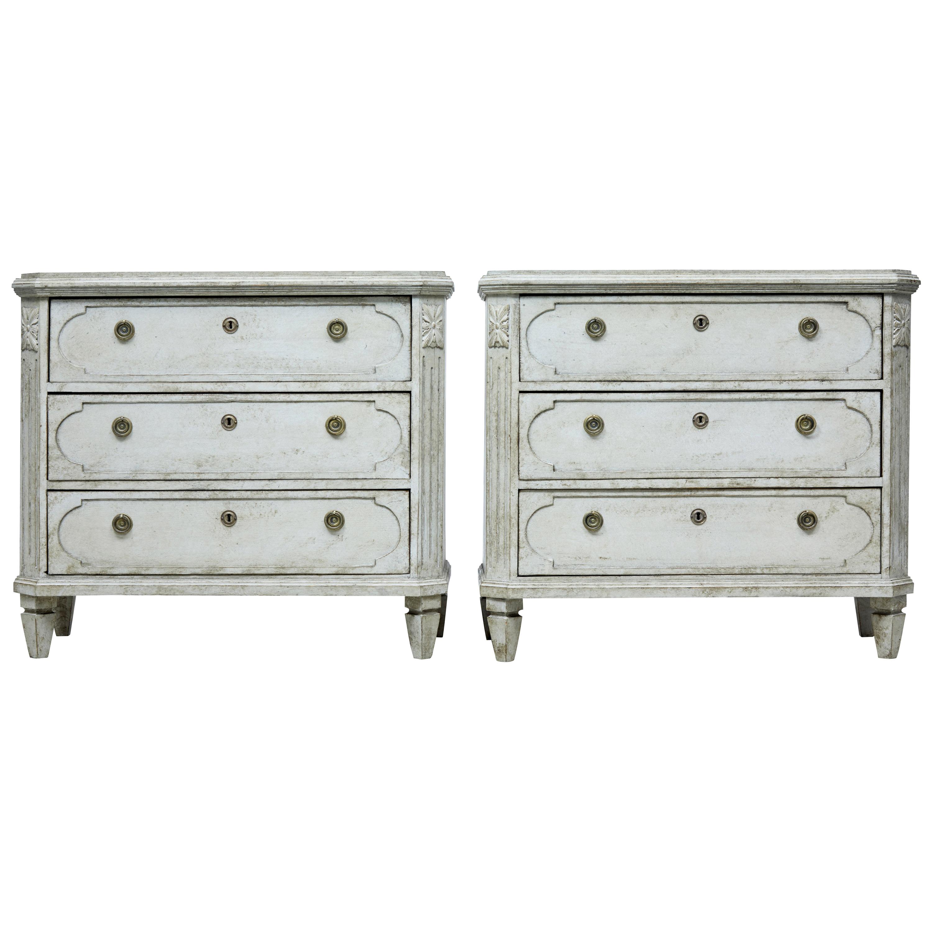 Fine Pair of 19th Century Swedish Painted Commodes