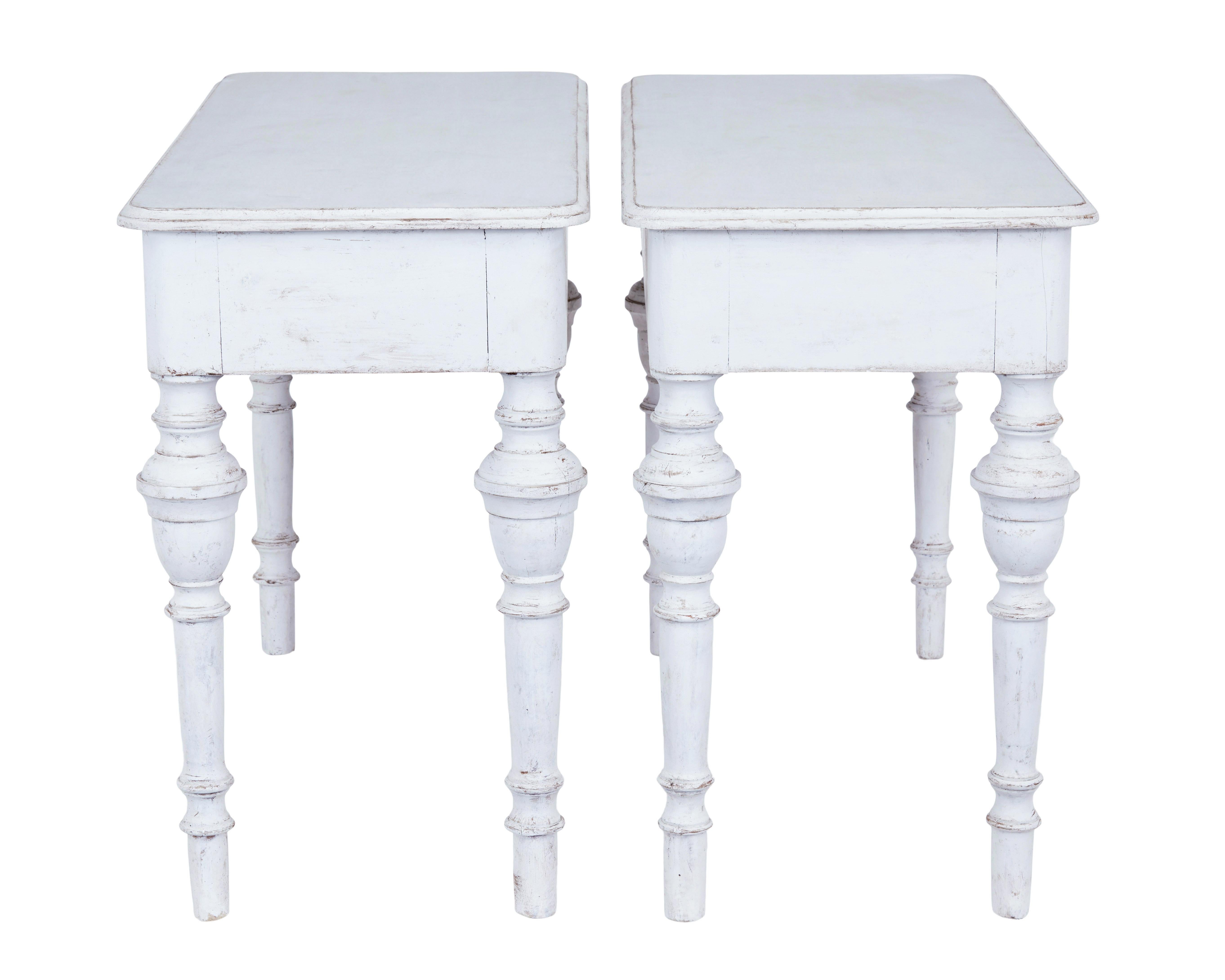 Gustavian Fine Pair of 19th Century Swedish Painted Pine Console Tables