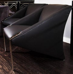 Fine Pair of Andrée Putman Club Chairs in Black