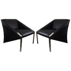 Fine Pair of Andrée Putman Club Chairs in Black