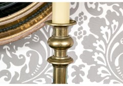 Fine Pair Of Antique 19th C. Brass Candlesticks, Mounted As Table Lamps