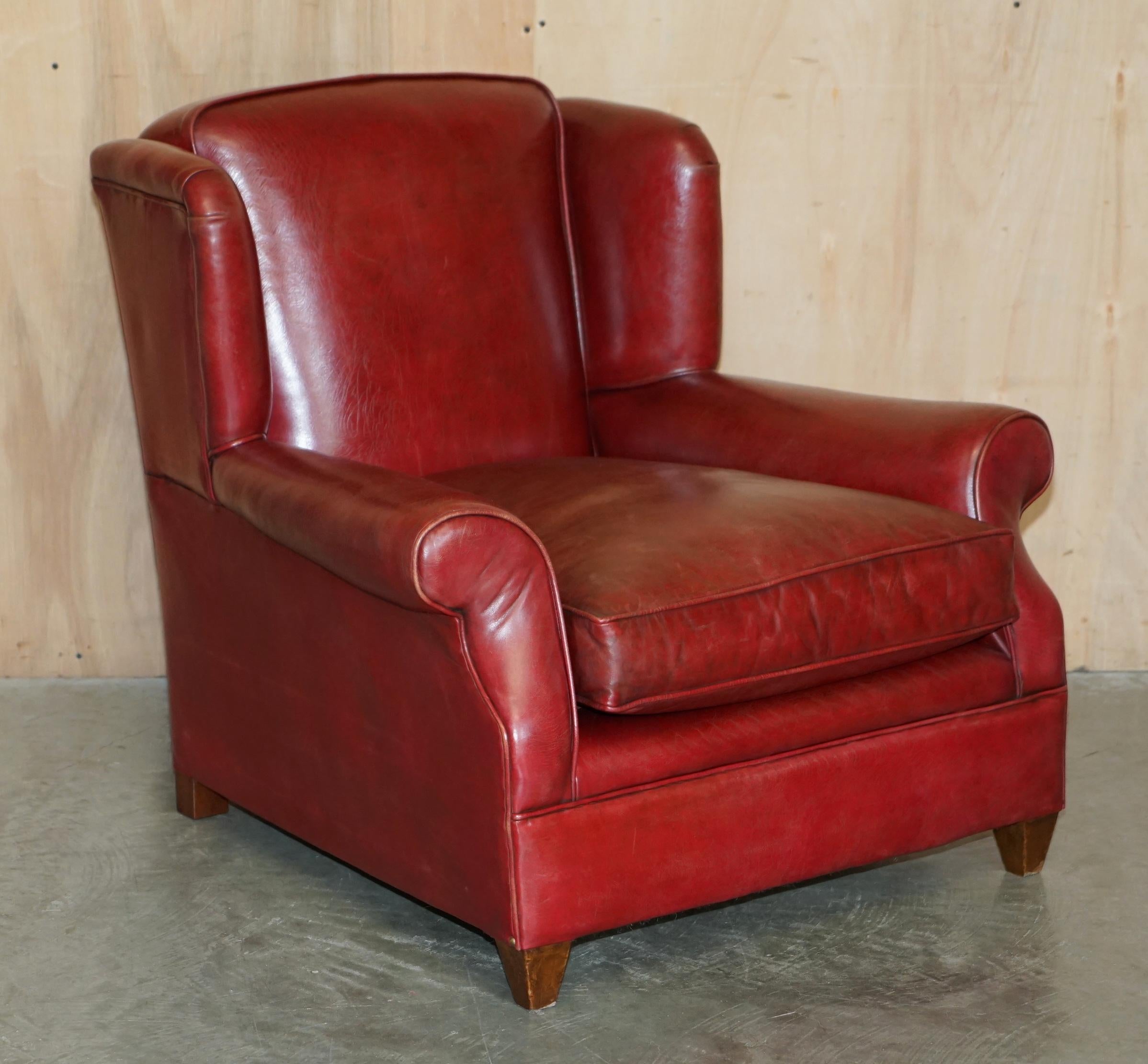 Royal House Antiques

Royal House Antiques is delighted to offer for sale this stunning pair of Art Deco circa 1920's, Bordeaux leather lightly restored wing club armchairs  

Please note the delivery fee listed is just a guide, it covers within the