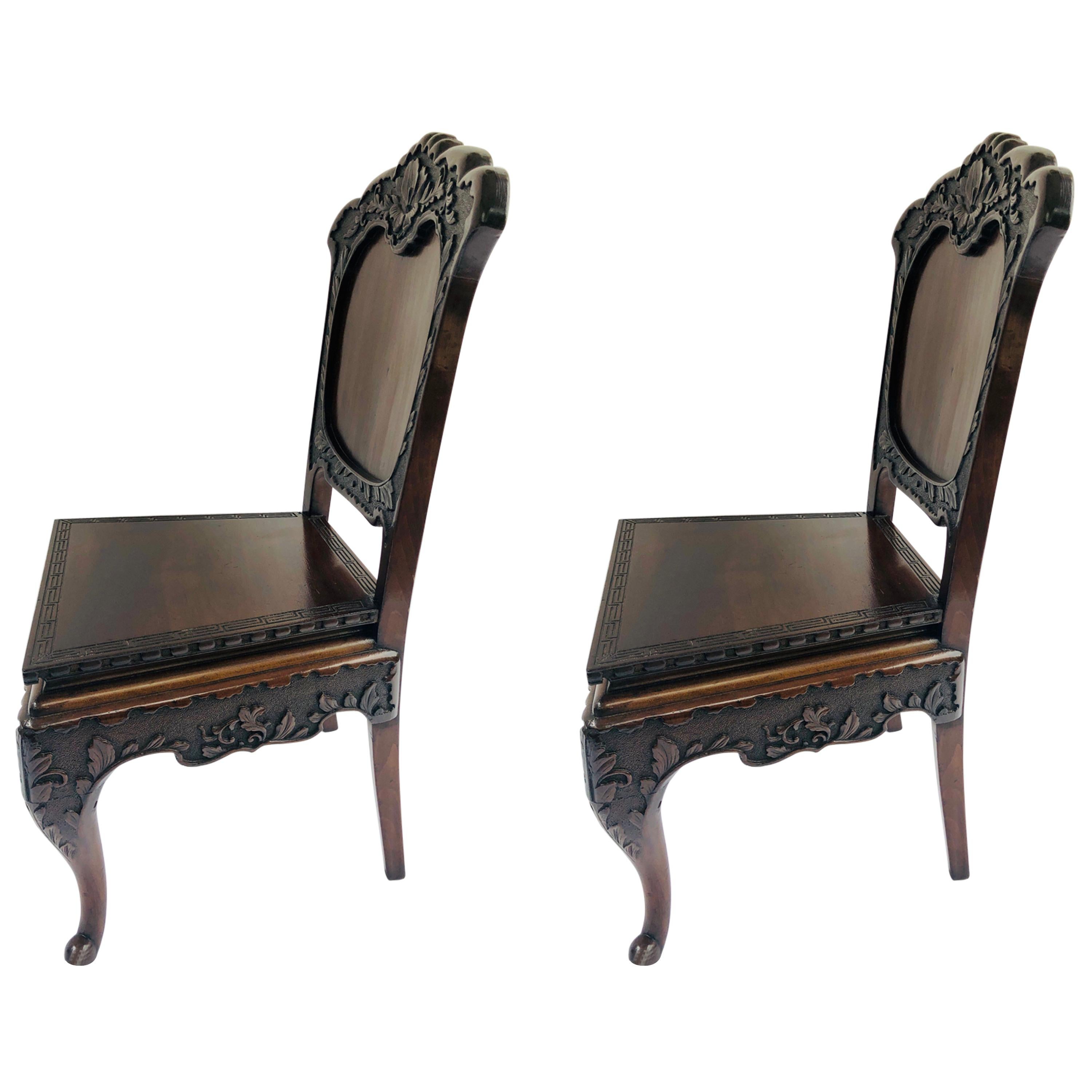 Pair of Antique HandCarved Chairs For Sale at 1stDibs