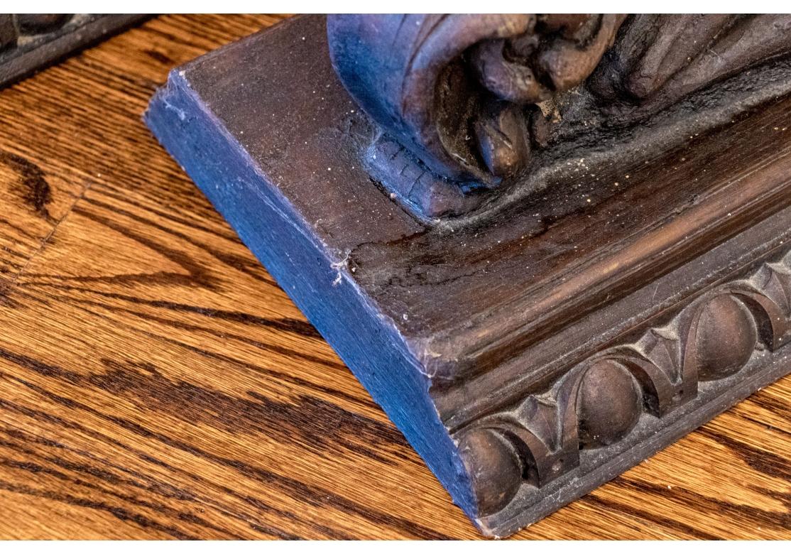 Fine Pair Of Antique Carved Wood Griffin Form Marble Top Side Tables For Sale 10