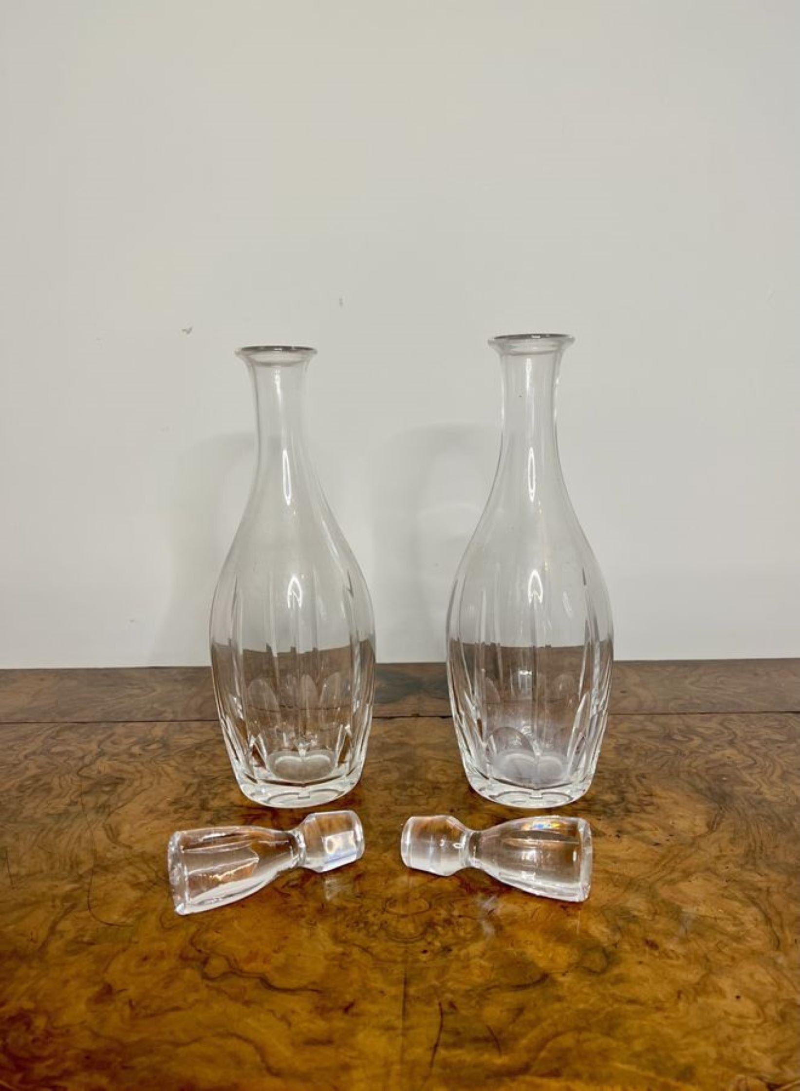 20th Century Fine pair of antique Edwardian glass decanters  For Sale