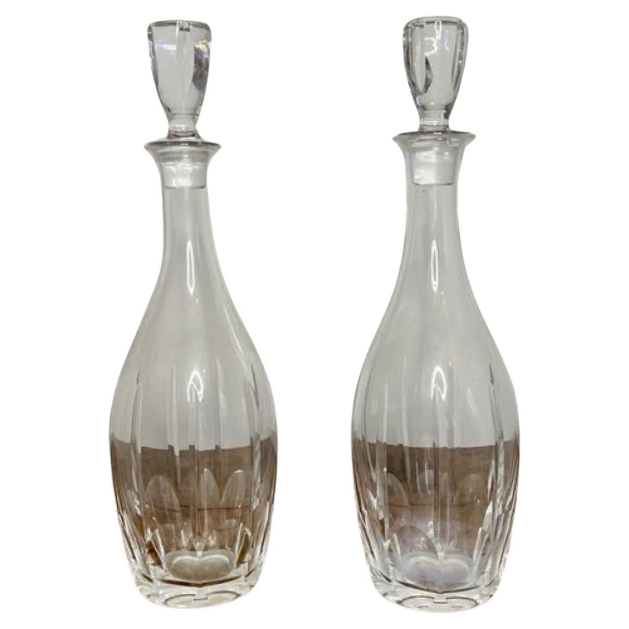 Fine pair of antique Edwardian glass decanters  For Sale