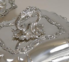 Fine Pair of Antique English Entree Dishes in Silver Plate by Walker and Hall