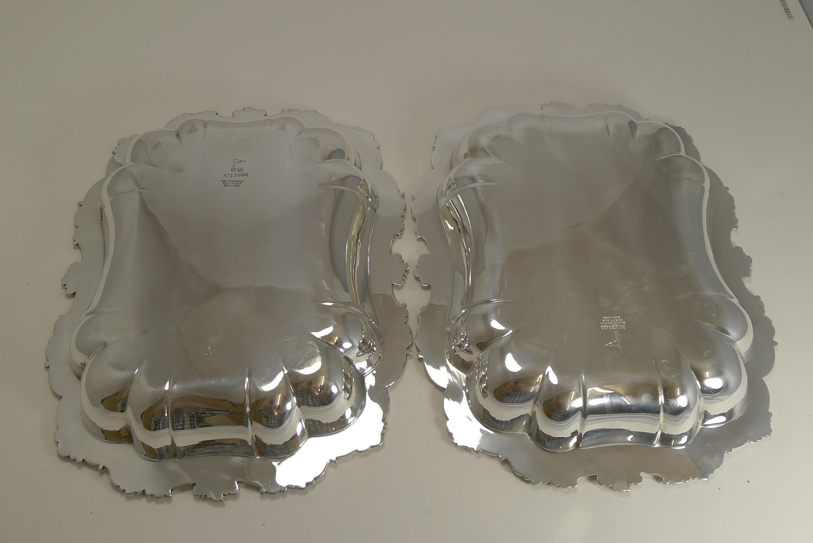Fine Pair of Antique English Entree Dishes in Silver Plate by Walker and Hall 3
