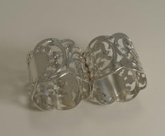 Fine Pair of Antique English Sterling Silver Napkin Rings, 1906