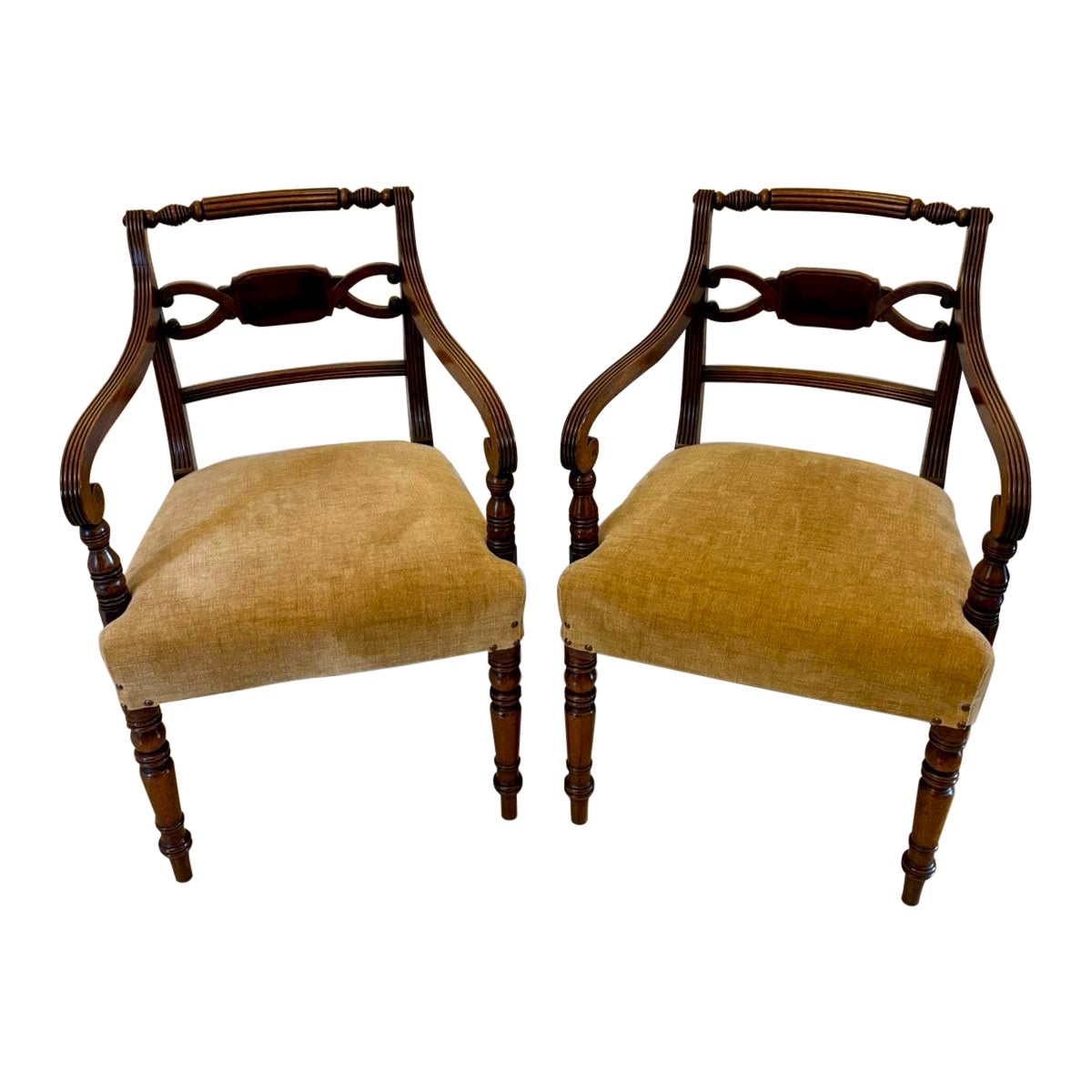 Paire de chaises de bureau/carver antiques en acajou de qualité George III