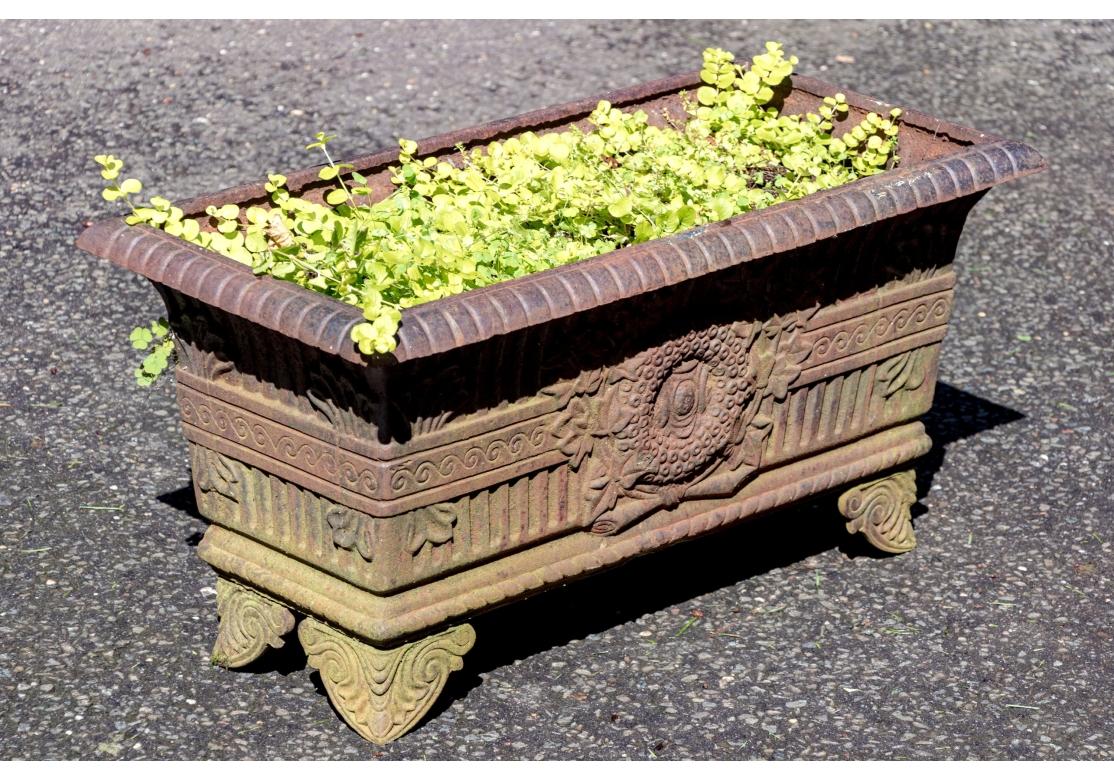 Paire de jardinières à pied en fer ancien en vente 2