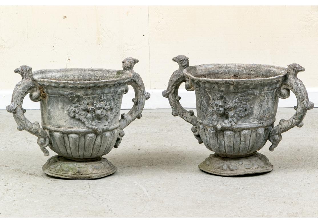 Fine Pair Of Antique Lead Garden Urns For Sale 6