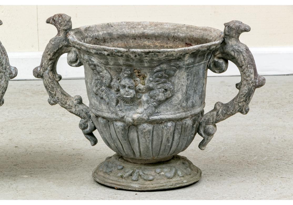 Fine Pair Of Antique Lead Garden Urns For Sale 9
