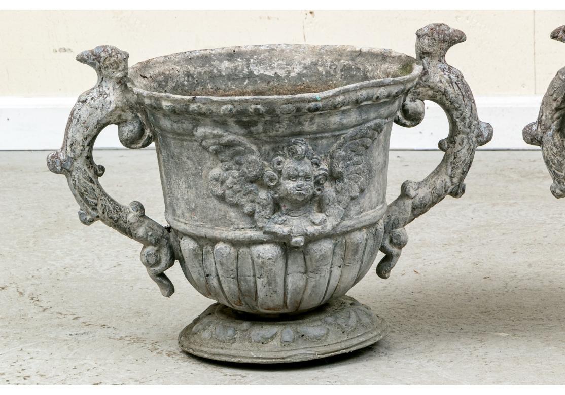 19th Century Fine Pair Of Antique Lead Garden Urns For Sale