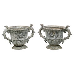 Fine Pair Of Antique Lead Garden Urns
