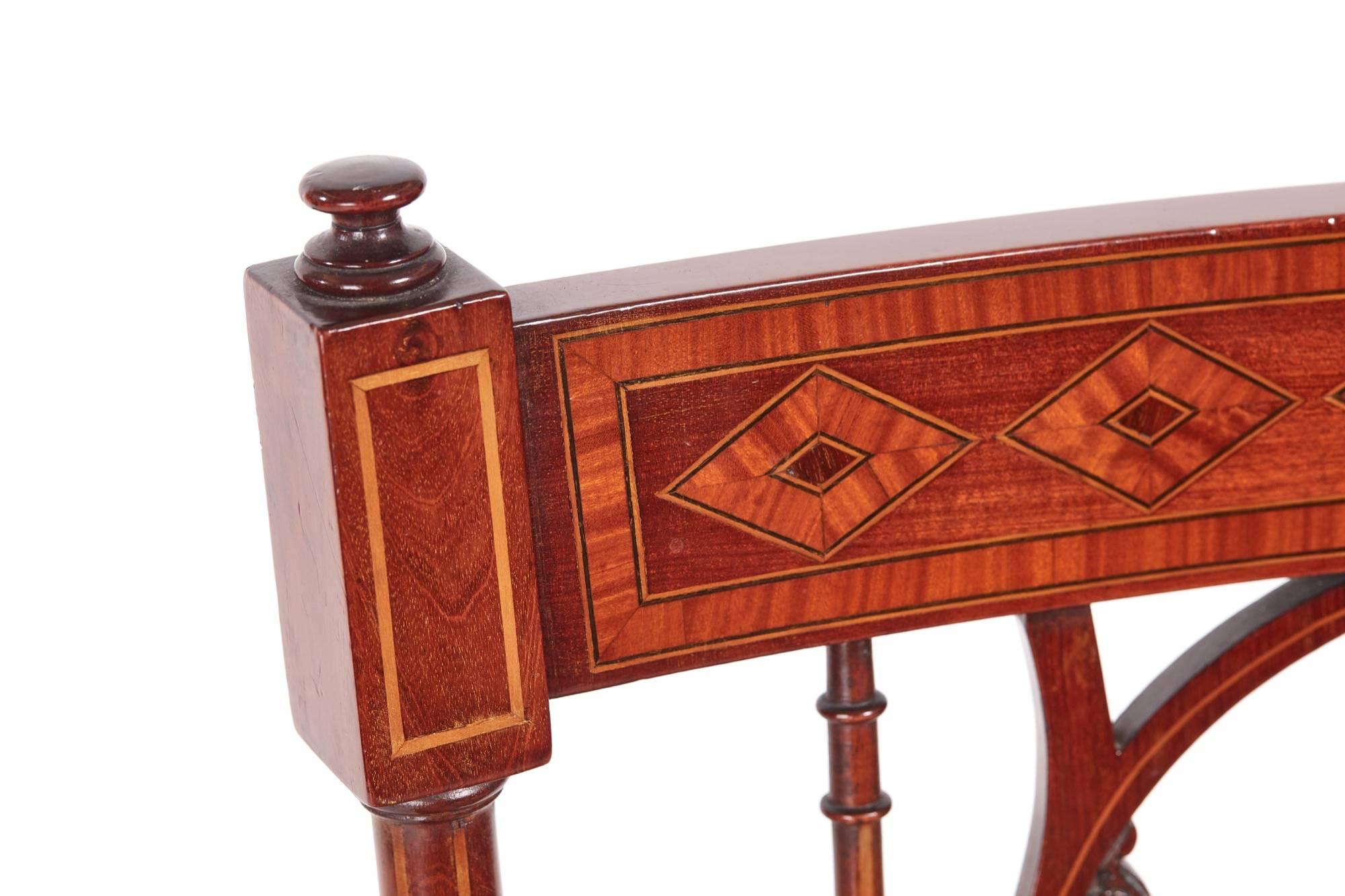 European Fine Pair of Antique Mahogany Inlaid Arm/Desk Chairs For Sale