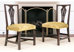 Fine Pair Of Antique Mahogany Side Chairs In Custom Fabric