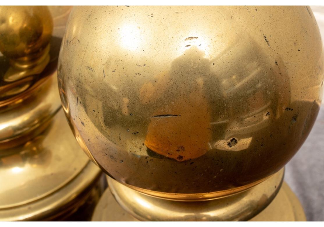 Fine Pair of Antique Nautical Brass Bollards In Good Condition In Bridgeport, CT