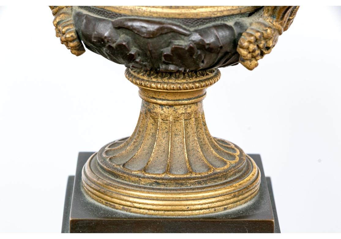 Bella coppia di antiche lampade a urna neoclassiche in bronzo in vendita 2