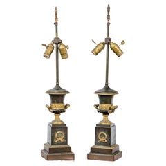 Fine Pair Of Antique Neoclassical Bronze Urn Lamps