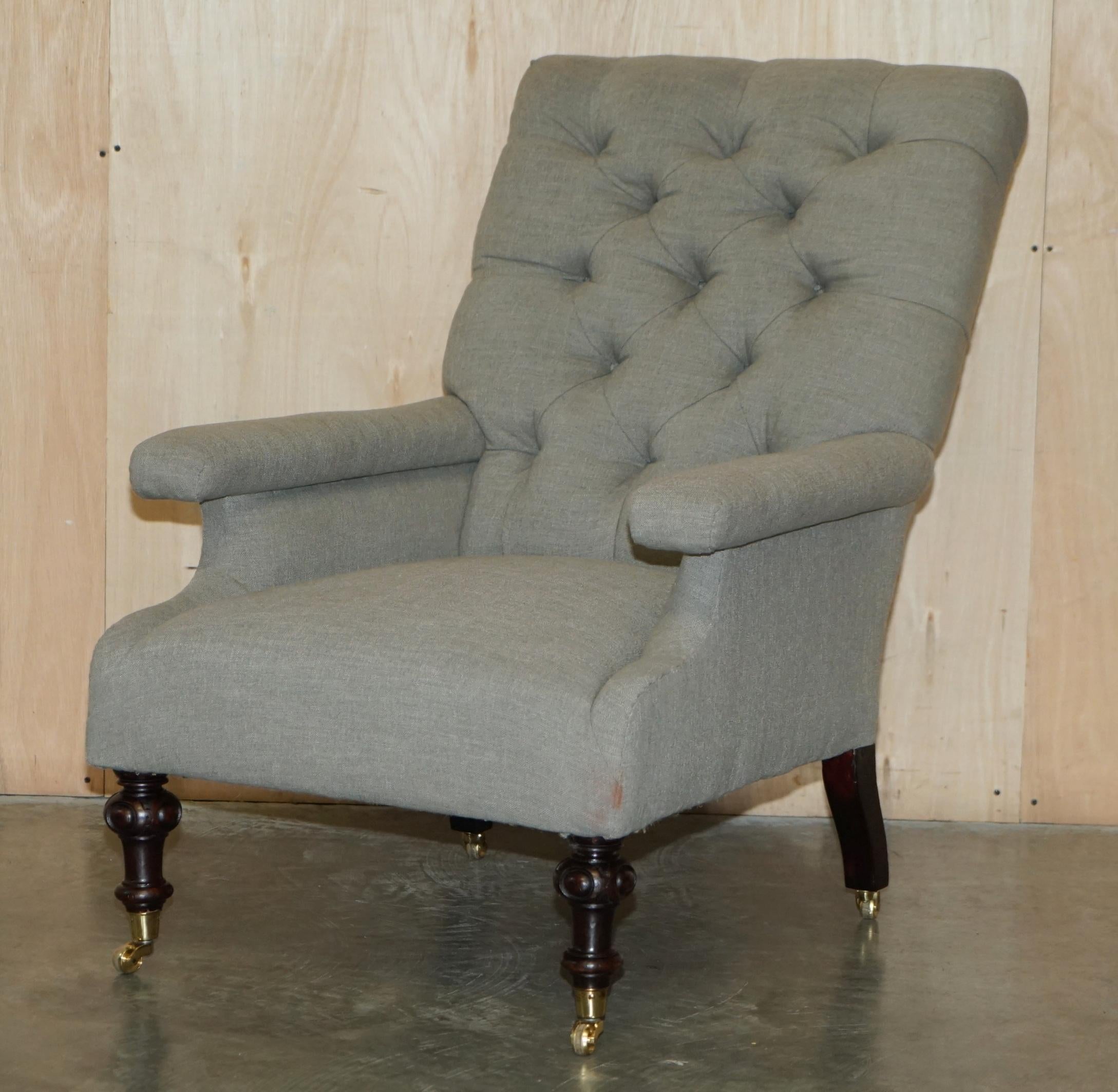 Fine Pair of Antique Original William Morris & Co Edinburgh Stamped Armchairs For Sale 5