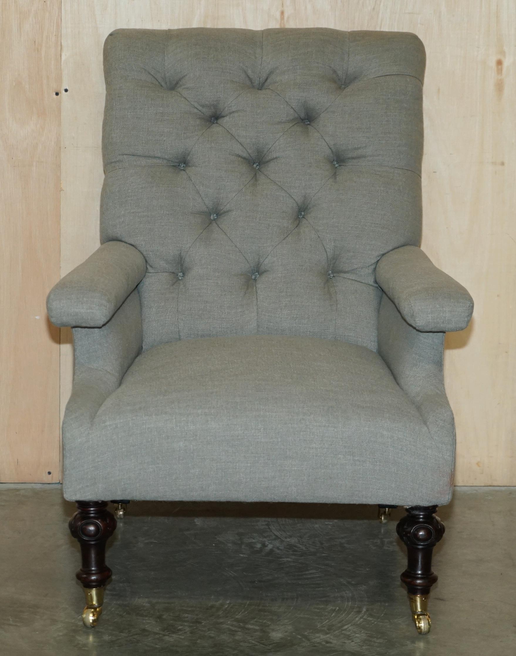 Fine Pair of Antique Original William Morris & Co Edinburgh Stamped Armchairs For Sale 6