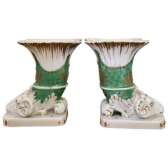 Fine Pair of Antique Regency Porcelain Spill Vases