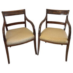 Fine Pair of Antique Regency Quality Floral Marquetry Inlaid Desk Chairs
