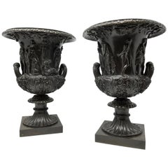 Fine Pair of Antique Roman Neoclassical Period Campagna Shaped Medici Vases