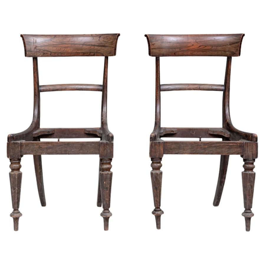 Fine Pair Of Antique Rosewood Neoclassical Style Chair Frames for Restoration For Sale